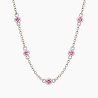 14K White Gold Necklace with Cubic Zirconia, 18