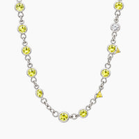 14K White Gold Necklace with Cubic Zirconia, 17