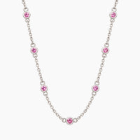 14K White Gold Necklace with Cubic Zirconia, 18