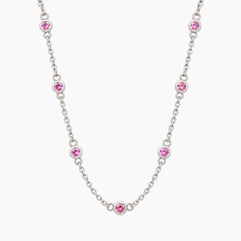 14K White Gold Necklace with Cubic Zirconia, 18