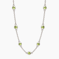 14K White Gold Necklace with Cubic Zirconia, 17