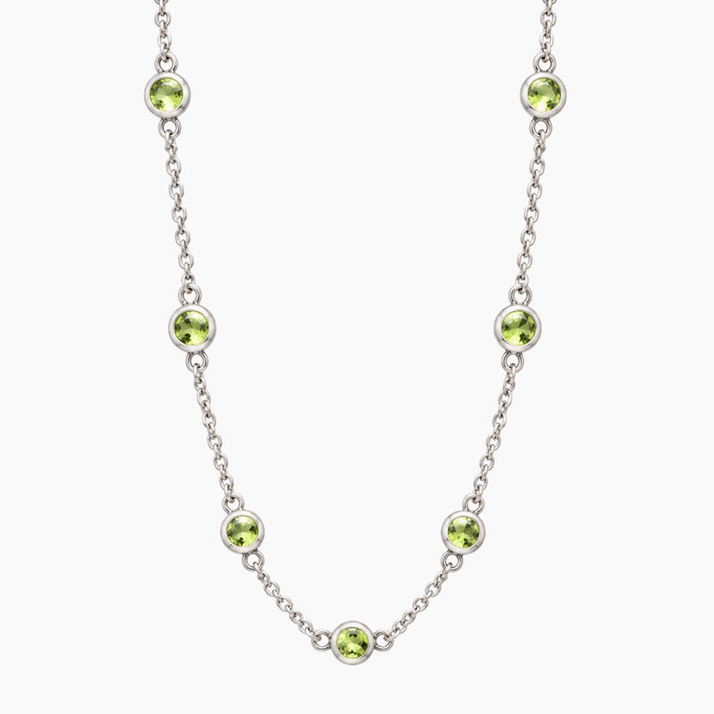 14K White Gold Necklace with Cubic Zirconia, 17