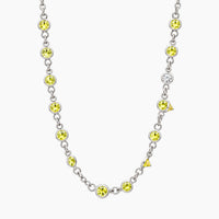 14K White Gold Necklace with Cubic Zirconia, 17