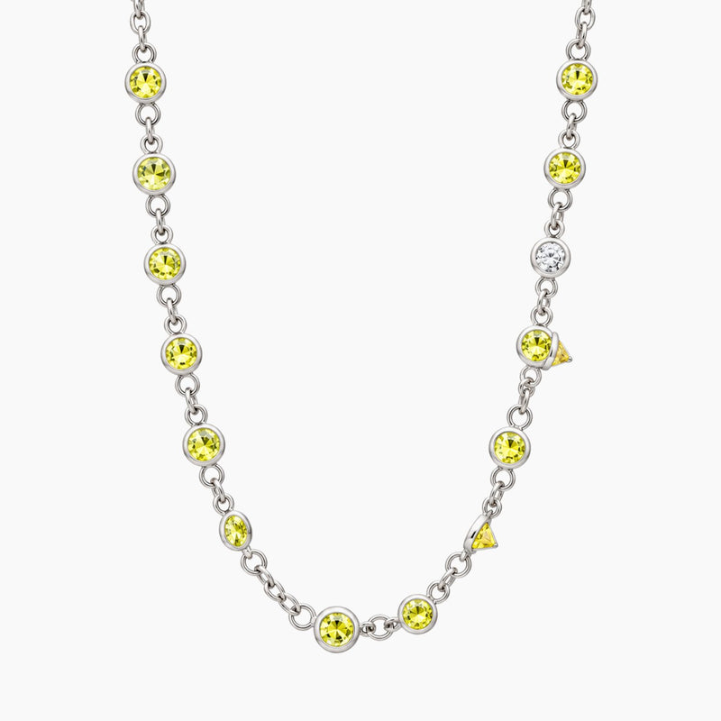 14K White Gold Necklace with Cubic Zirconia, 17