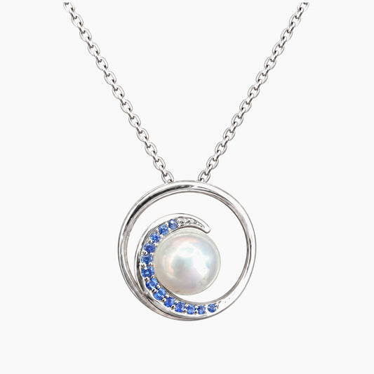 14K WG 3.6g Pearl & CZ Chain & Pendant 16" Fancy Chain