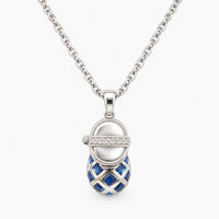 14K White Gold Shoe Chain & Pendant with Diamonds & Sapphire