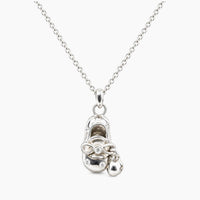 14K White Gold Shoe Pendant with 0.05 ct Natural Diamonds on 16