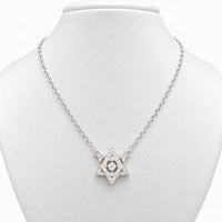 14K White Gold Star Necklace with 0.25 ct Natural Diamonds, 17