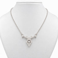 14K White Gold Star Necklace with 0.25 ct Natural Diamonds, 17