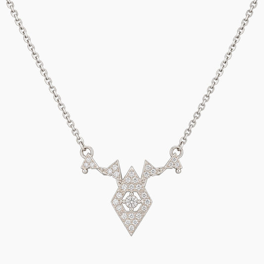 14K White Gold Star Necklace with 0.25 ct Natural Diamonds, 17"