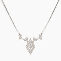 14K White Gold Star Necklace with 0.25 ct Natural Diamonds, 17