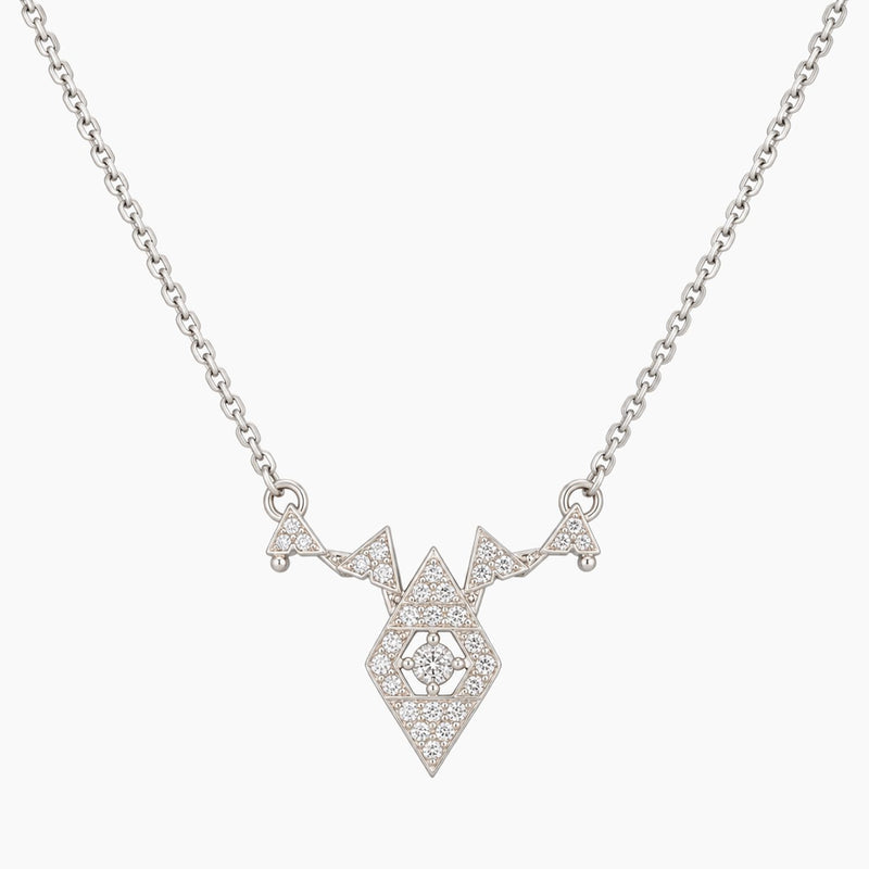 14K White Gold Star Necklace with 0.25 ct Natural Diamonds, 17