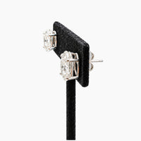 14K White Gold Stud Earrings with 4.00 ct Lab Diamonds, 2.3g