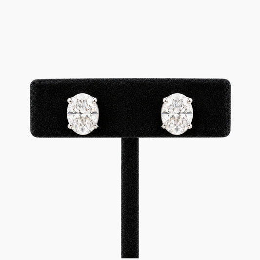 14K White Gold Stud Earrings with 4.00 ct Lab Diamonds, 2.3g