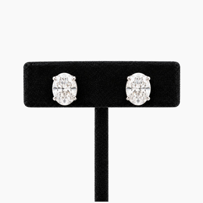 14K White Gold Stud Earrings with 4.00 ct Lab Diamonds, 2.3g