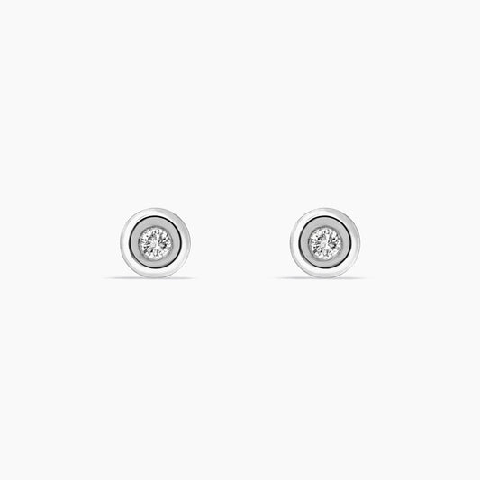 14K White Gold Stud Earrings with Natural Diamond, 6mm, 0.10 ct