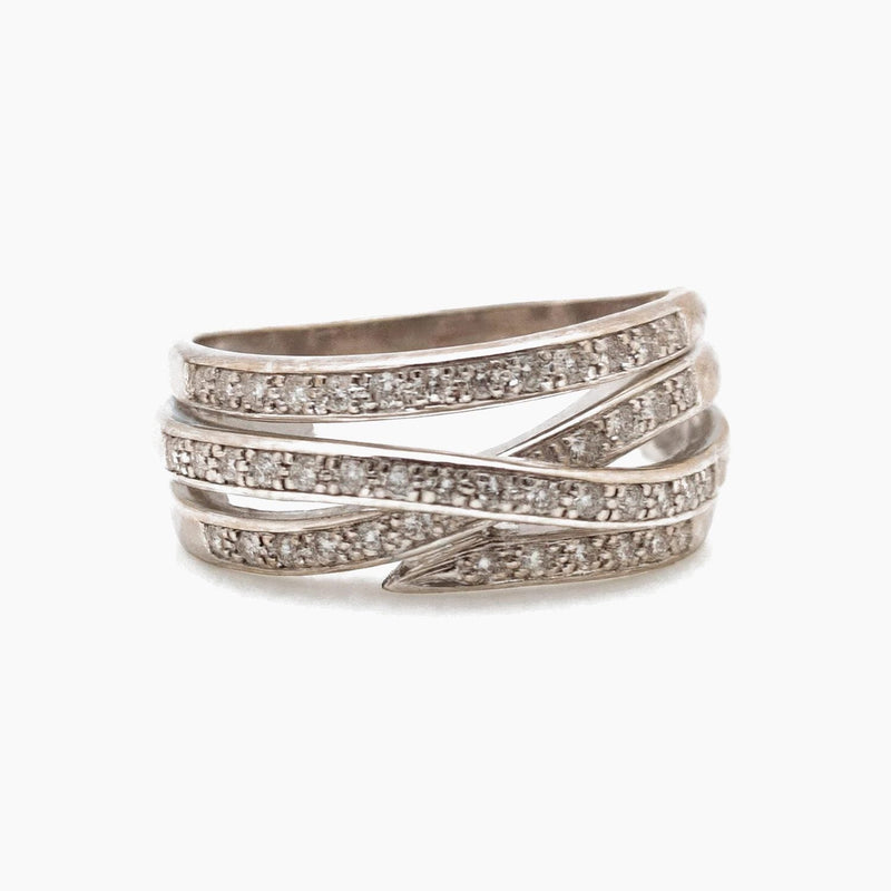 14K White Gold Tangled Band Ring with 0.70 ct Natural Diamonds