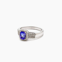 14K White Gold Tanzanite Cocktail Ring with Natural Tanzanite