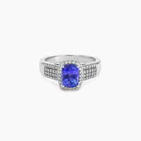 14K White Gold Tanzanite Cocktail Ring with Natural Tanzanite