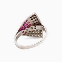 14K White Gold Trilliant Cut Ring with Cubic Zirconia, Size 7.25