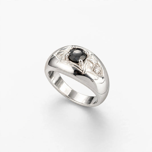 14K White Gold Women’s Ring 0.08 ct Natural & Sapphire, Size 7