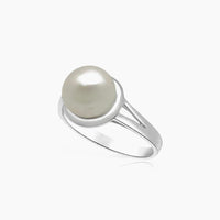 14K White Gold Women Ring Pearl, Size 7.25