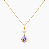 14K Yellow Gold Amethyst Necklace with 0.06 ct Natural Diamond Accent, 18