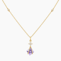 14K Yellow Gold Amethyst Necklace with 0.06 ct Natural Diamond Accent, 18