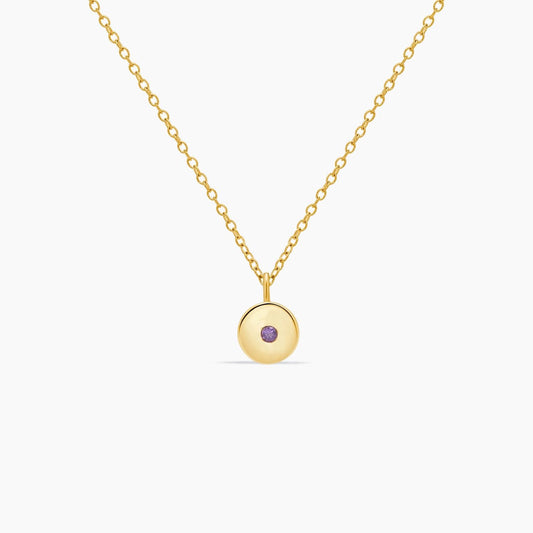 14K Yellow Gold Amethyst Pendant with Chain 18"