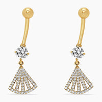 14K Yellow Gold Belly Button Piercing with CZ Drop Design