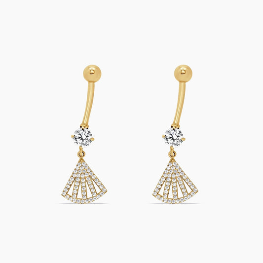 14K Yellow Gold Belly Button Piercing with CZ Drop Design