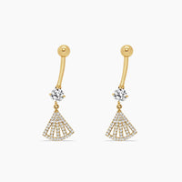 14K Yellow Gold Belly Button Piercing with CZ Drop Design
