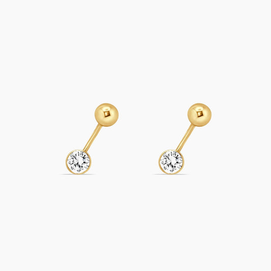 14K Yellow Gold Belly Button Piercing with CZ