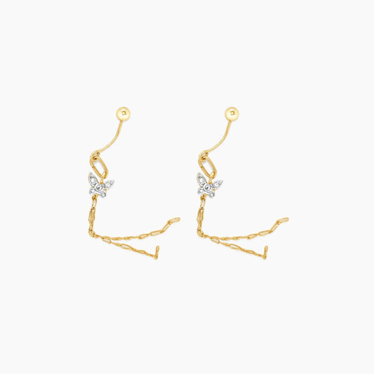 14K Yellow Gold Belly Button Piercing with Diamond Butterfly
