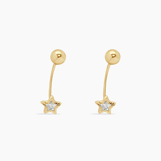 14K Yellow Gold Belly Button Piercing with Star-Shaped CZ