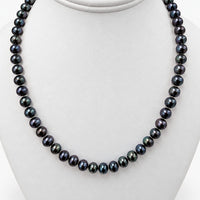 14K Yellow Gold Black Pearl Necklace, 17.5