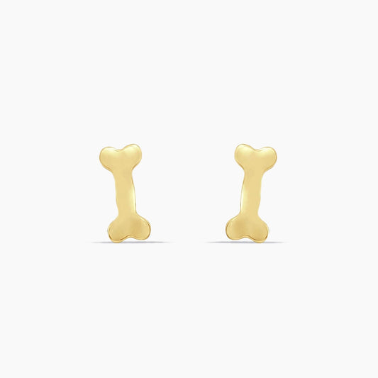 14K Yellow Gold Bone-Shaped Stud Earrings, 8mm