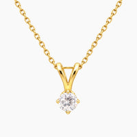 14K Yellow Gold Chain & Pendant with 0.20 ct Natural Diamonds, 15.5