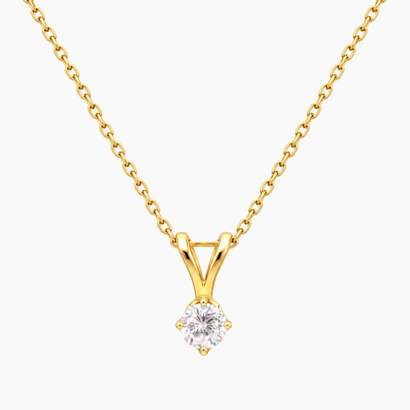 14K Yellow Gold Chain & Pendant with 0.20 ct Natural Diamonds, 15.5