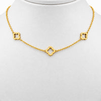 14K Yellow Gold Clover Necklace, 18.25