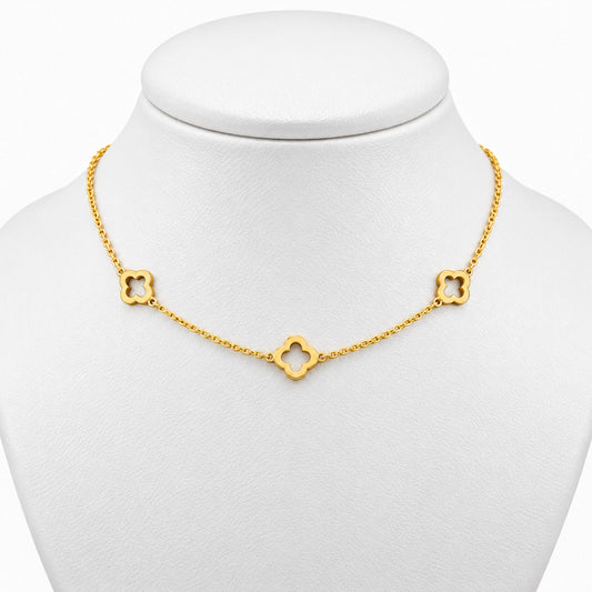 14K Yellow Gold Clover Necklace, 18.25", 2.2g