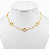 14K Yellow Gold Clover Necklace, 18.25