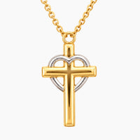 14K Yellow Gold Cross Necklace, 17