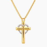 14K Yellow Gold Cross Necklace, 17