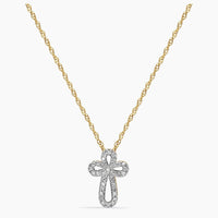 14K Yellow Gold Crucifix Pendant with Chain & Diamond – 16