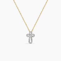 14K Yellow Gold Crucifix Pendant with Chain & Diamond – 16