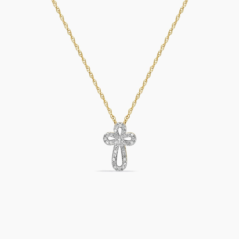 14K Yellow Gold Crucifix Pendant with Chain & Diamond – 16