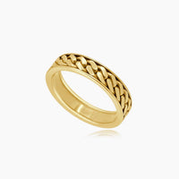 14K Yellow Gold Cuban Link Band Ring, Size 9, 7.6g
