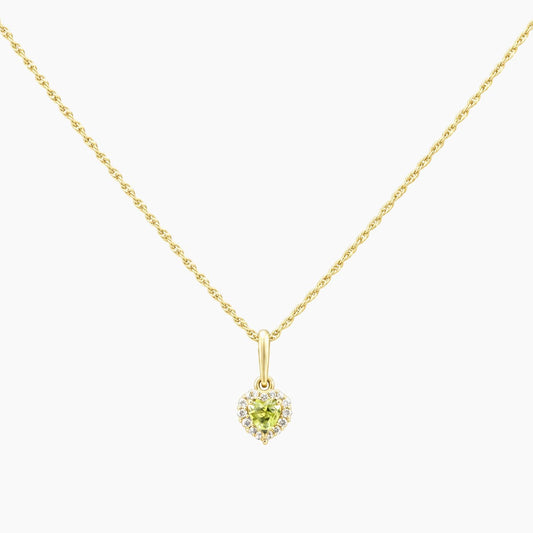 14K Yellow Gold Heart Chain & Pendant with Cubic Zirconia, 16"
