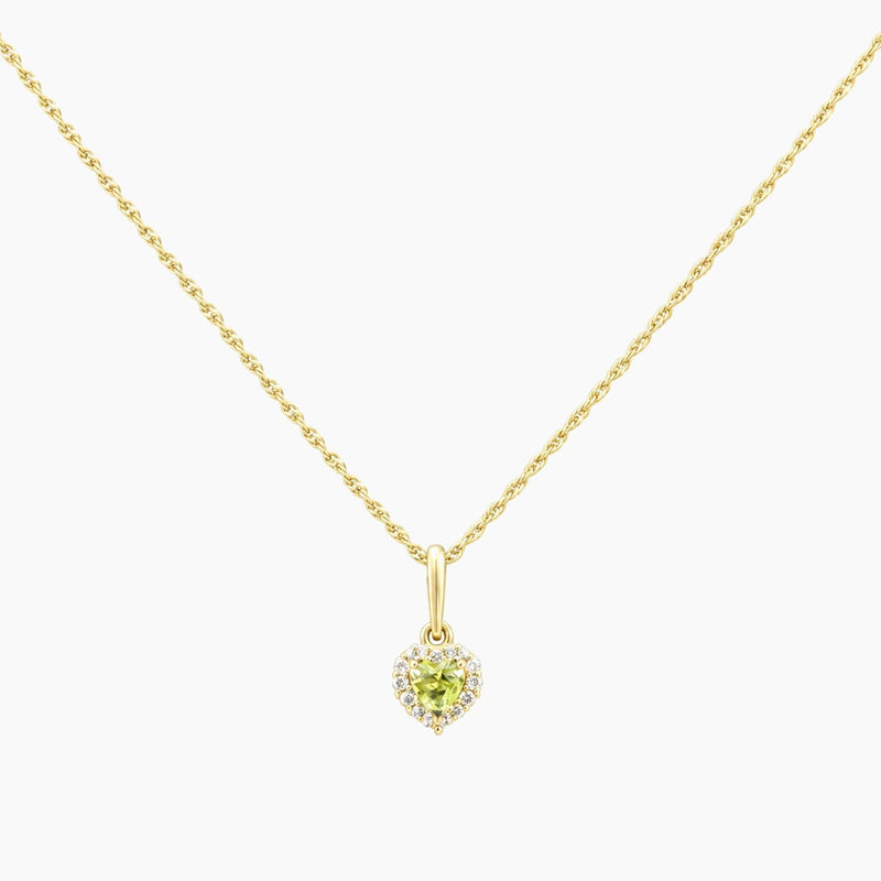 14K Yellow Gold Cubic Zirconia Heart Chain & Pendant, 16